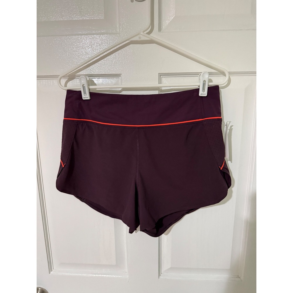 Athleta Run With It Short Womens Small Plum Purple Orange Trim Athletic Running